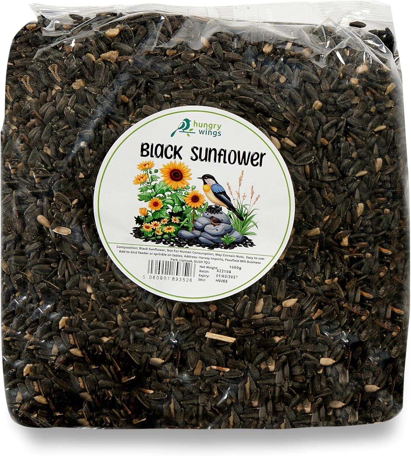 Hungry Wings Black Sunflower Seeds 1kg