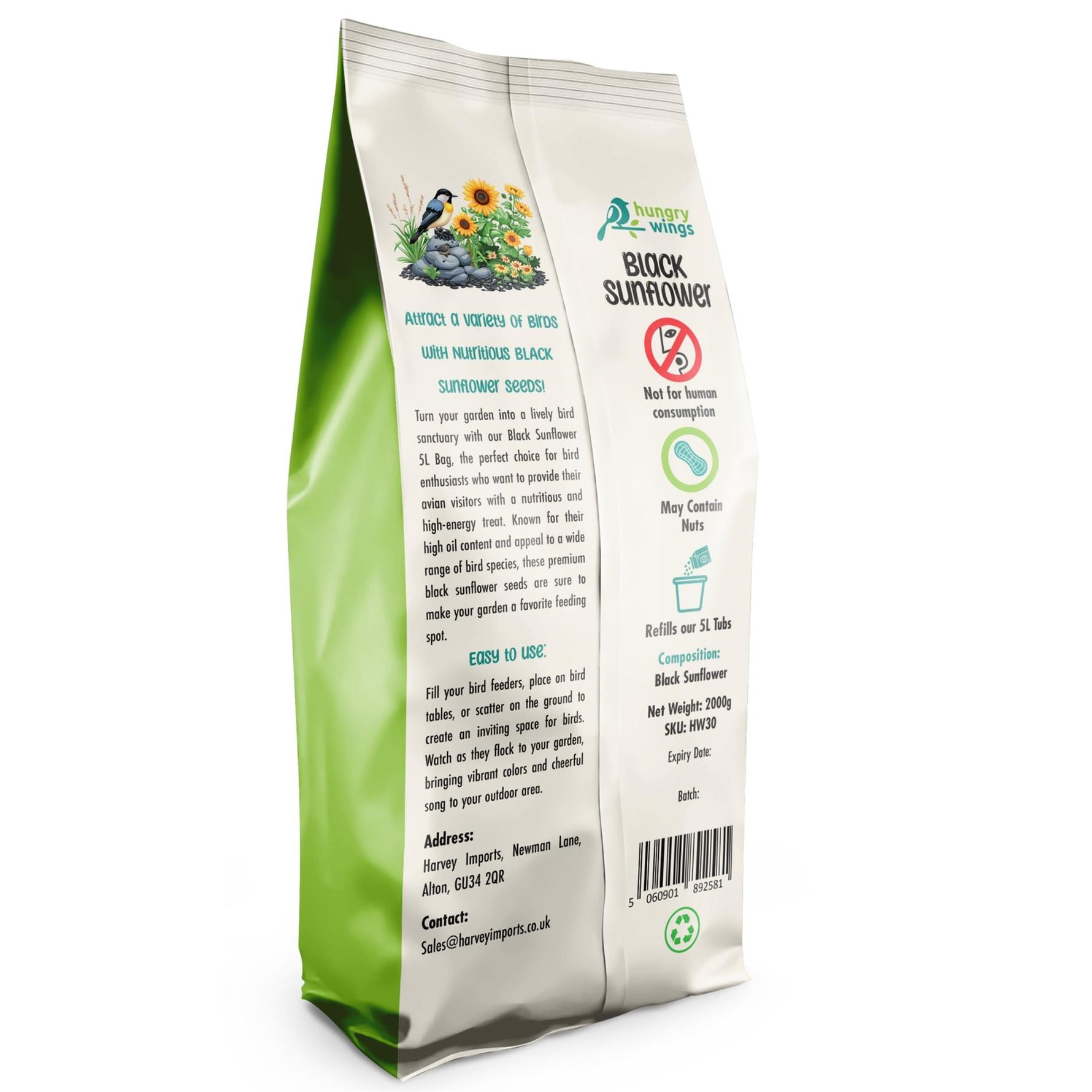 Hungry WIngs Black Sunflower 5L Bag